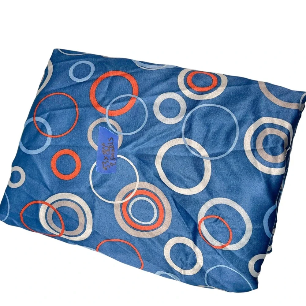 53x80 Blue Circle Print Curtain Panels 2pc Geometric Mid Century Modern Retro